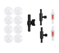 Générique Lot Connectiques Aquarium - 8 Ventouses Transparentes, 1 Robinet 1 Voie, 2 Robinets 2 Sorties, 2 Clapets Anti-Retour - Accessoires Universels pour Tuyau Air Pompe
