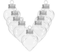 Générique Lot de 10 Bouteilles de Bonbons Vides en Plastique Transparent 50 ML Anneau Argenté, Bouteilles Décoratives Portables de Cœur pour Sapin de Noël et Fêtes, Fournitures de Bricolage