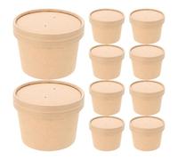 Générique Lot de 10 Sets de Bols à Glace Kraft Jetables 8 Oz Couvercles en Papier 8/12 Oz, Gobelets à Dessert Pratiques pour Yaourt, Pudding et Snacks D'été, pour Emporter et Conserver