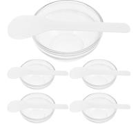 Générique Lot de 10 Sets de Bols à Masque Facial Transparents en Verre Épaissi, 5 Bols Verre Taille Petite N°2 5 Spatules Blanches pour Mélange Spa, Porte-huiles Essentielles, Outil