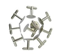 Générique Lot de 10 Supports de Boutons de Manchette Ronds de 15 Mm, avec Plaque de Fixation Vierge, Argent