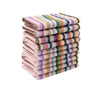Générique Lot de 10 torchons de Cuisine à Rayures - 100% Coton, absorbants et Multi-usages, for Cuisiner, sécher et Nettoyer