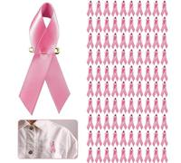 Générique Lot De 100 Broches En Forme Ruban Rose Cancer Du Sein - Octobre Rose Accessoires 2025 Avec épingles à Nourrice Pré-DéCoupé - Pour Sensibilisation Au Cancer Du Sein En Satin