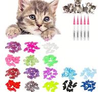 Générique Lot de 100 Capuchons pour Griffes de Chat, Couvre-Griffes Doux pour Chat avec Colle et Applicateurs Moyens, Gardez Les Griffes du Chat Douces et en Sécurité (Couleur aléatoire) (S)