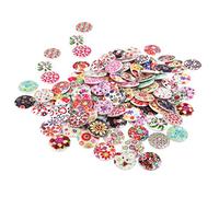 Générique Lot de 100pcs 25mm Bouton en Bois Dessin de Couleurs Mélangées pour Couture Bricolage Artisanat