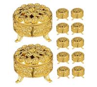 Générique Lot de 12 Boîtes à Bonbons de Mariage Rondes en Polypropylène Doré Gaufré Porte-Bonbons Réutilisables pour Rangement de Friandises pour Fêtes Anniversaires et Réceptions