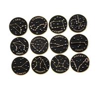 Générique Lot de 12 Ensembles D’épingles Émaillées du Zodiaque Noires en Alliage, Épingle de Manteau Résistante sans Déformation ni Décoloration, pour Décorer Chapeaux et Chemises