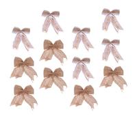 Générique Lot de 12 Nœuds Décoratifs en Toile de Jute et Dentelle 6 Pièces Modèle 1 6 Pièces Modèle 2 Couleur Naturelle Décoration Suspendue pour Sapin de Noël Fêtes et Mariages
