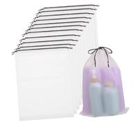 Générique Lot de 12 Sacs À Cordon De Serrage en Forme De Bagage Pochettes Pliables Translucides Transparents Petits Sacs De Voyage pour Vêtements Blancs Ou