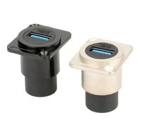 Générique Lot de 2 Adaptateurs USB 3.0 Femelle-Femelle à Montage sur Panneau, Connecteurs Droits en Polycarbonate et Métal, Noir et Argenté, pour Extension et Raccord de Données Haute