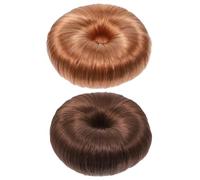 Générique Lot de 2 Anneaux Donut pour Chignon Accessoire Postiche Cheveux pour Fille Chignon Haut Facile à Réaliser Couleur Marron Clair et Doré Cheveux Longs Mi-Longs et Courts