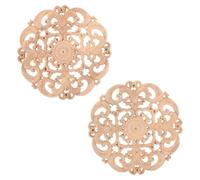 Générique Lot de 2 Appliques Sculptées en Bois Non Peint 14 X 14 CM Décorations Murales Européennes Ajourées pour Meubles Portes et Placards Incrustations Décoratives en Bois