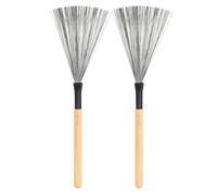 Générique Lot de 2 Balais à Percussion Manche en Bois et Fil en Acier pour Batterie Jazz, Son Naturel et Poignée Confortable, pour Débutants