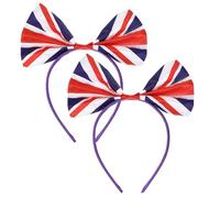 Générique Lot de 2 Bandeaux Cheveux Satin Nœud Motif Drapeau Anglais, Confortables et Élégants pour Fête Jardin ou Noël