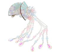 Générique Lot de 2 Barrettes Éventail à Pompon Bleu Accessoires pour Cheveux Style Ancien Hanfu Pinces Fleur Kimono Japonaises pour Mariage Traditionnel Cosplay et Festivals