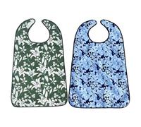 Générique Lot De 2 Bavoirs Adultes En Tissu Éponge Ajustables, Bavoirs Lavables Pour Personnes Âgées, Double Layer Bibs For Seniors Waterproof, Protecteur De Vêtements Pour Manger
