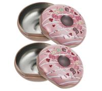 Générique Lot de 2 Boîtes à Bonbons en Fer-blanc Forme de Donut, Couleur Rose, Taille Adaptée pour Bonbons, Bonbonnière Créative pour Anniversaires, Mariages et Fêtes, Récipient Présent