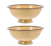 Générique Lot de 2 Bols à Riz Rétro en Émail Jaune 18 CM Récipient Alimentaire Polyvalent pour Ramen Nouilles et Service Vaisselle Cuisine Résistante et Facile à Nettoyer Usage Maison