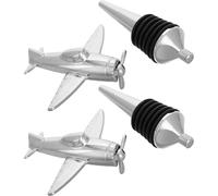 Générique Lot de 2 Bouchons Métalliques en Alliage de Zinc et Silicone pour Bouteille D'huile D'olive et Vinaigre, Forme Avion Décorative et Facile à Utiliser pour Accessoires de Bar