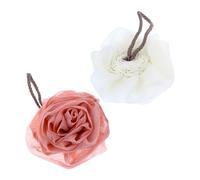 Générique Lot de 2 Boules de Exfoliantes de Fleur Éponge de Bain en Filet Couleurs Rose Pâle et Blanc Lait Mousse Riche pour Nettoyage Corporel pour Quotidienne et Exfoliation