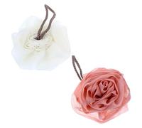 Générique Lot de 2 Boules de Exfoliantes en Filet, Éponge de Bain Douce, Couleur Rose Pâle et Blanc Lait, Pouf de Bain Léger et Rapide à Sécher, Accessoires pour Quotidienne