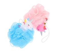 Générique Lot de 2 Boules de Licorne Exfoliantes en Maille PE Couleurs Rose et Bleu Éponges Nettoyantes Corps pour Bain et Spa Garçon et Filles Consommation Gel
