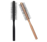 Générique Lot de 2 Brosses Rondes pour Brushing en Bois Naturel Poils Nylon Résistants Format Mini Compact pour Coiffer et Boucler Cheveux Bouclés à Domicile Voyage