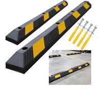 Générique Lot de 2 Butoirs de Parking Set, Butée de Roues avec Jaune Bandes Réfléchissantes, Arrêt de Stationnement en Caoutchouc Robuste Cales de Garage(29.5in)