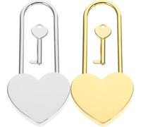 Générique Lot de 2 Cadenas en Alliage de Zinc Forme de Cœur Argenté et Or, Petit Cadenas avec Clé pour Bagages et Coffres à Bijoux, pour Voyage et Usage Multipurpose