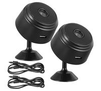 Générique Lot de 2 Caméras de Sécurité Intérieures sans Fil Mini Vision Nocturne Infrarouge HD Alerte de Mouvement Instantanée Fixation Plastique Noir Surveillance Maison à Distance