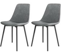 Générique Lot de 2 chaises de Salle à Manger Confortables, rembourrées en Cuir et Support en Fer Noir(D)
