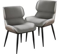 Générique Lot de 2 chaises de Salle à Manger Modernes en Cuir PU avec Pieds en métal, Confortables et décoratives for Cuisine, Salle à Manger, Chambre à Coucher(Gray)
