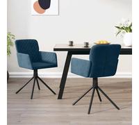 Générique Lot de 2 chaises de Salle à Manger pivotantes Bleu Velours, Design élégant avec accoudoirs ergonomiques, Cadre métal et contreplaqué Robuste, Pivot à 360 degrés, capacité 110 kg.
