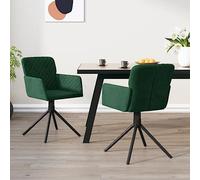 Générique Lot de 2 chaises de Salle à Manger pivotantes en Velours Vert foncé, Design élégant avec accoudoirs ergonomiques, Cadre métal et contreplaqué Robuste, Pivot à 360°, capacité 110