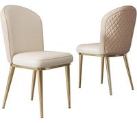 Générique Lot de 2 chaises de Salle à Manger, Pouf en Acier Inoxydable, Coussin en Cuir for la Maison ou l'hôtel(C)