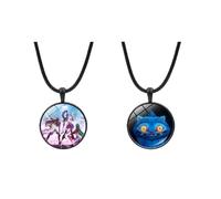 Générique Lot de 2 Colliers avec Pendentifs Ronds, Cordon Noir Cuir, Style Demon Hunter Kpop Huntrix (3)