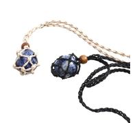 Générique Lot de 2 Colliers en Filet Tissé Pendentif en Pierre Naturelle Collier Ajustable pour Femme Bijoux Vintage en Corde Noire et Blanche Accessoires Élégants pour Présent