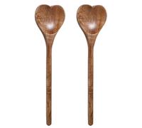Générique Lot de 2 Cuillères en Bois D'acacia de Cœur, 25,5 Cm, Ustensiles Cuisine Multifonctionnels pour Remuer, Salade et Miel, Cuillères Longues Ergonomiques pour Usage Domestique