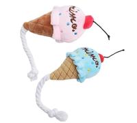 Générique Lot de 2 Doudous pour Chien en Peluche Forme Cornet de Glace, Couineur pour Chiot Résistant à Mâcher, Couleurs Bleu et Rose, pour Jouer