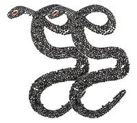 Générique Lot de 2 Écussons Décoratifs Serpent 8X17 CM Noirs Adhésif Thermocollant Écussons Brodés Multifonctions pour Vêtements Manteaux Paquet et Réparation Textile