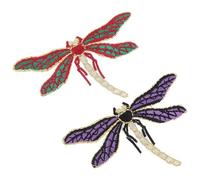 Générique Lot de 2 Écussons Thermocollants Libellule Bord Doré Patchs Brodés pour Vestes et Vêtements Décorations DIY Personnalisées Compatibles Réparation et Customisation