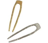 Générique Lot de 2 Épingles à Cheveux Françaises de U Grandes en Métal Brossé Doré et Argenté Accessoires Coiffure Relevée pour Chignon Fourche à Cheveux Bâtonnet Chignon Pratique