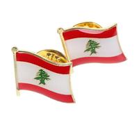 Générique Lot de 2 Épinglettes en Alliage Insigne Broche Drapeau National Libanais, Accessoire Portable pour Chapeaux et Écharpes, pour Événements Formels et Garde-robe