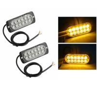 Générique Lot de 2 Feux de Pénétration LED Orange/Ambre 12W 12V 24V 12 LED Feux d’Avertissement Stroboscopique Clignotant 18 Modes de Flash pour Voiture, Camion, Tracteur, Véhicule Agricole