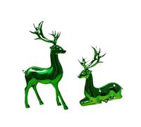 Générique Lot de 2 Figurines de Rennes de Noël, Décorations et Sculptures de Cerfs pour, Vert