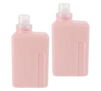Générique Lot de 2 Flacons Carrés Rechargeables 1000 Ml en Plastique Rose Distributeurs de Lessive Liquide ’Adoucissant pour Salle de Bain la Cuisine et Voyage Dosage Précis et Gain de