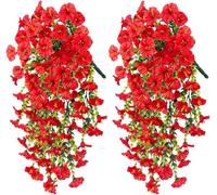 Générique Lot de 2 Fleurs artificielles suspendues en Soie pour pétunia, Fleurs artificielles suspendues pour pétunia, Plantes artificielles pour décoration extérieure de la Maison (4, D)