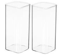 Générique Lot de 2 Gobelets à Boire Carrés en Verre Borosilicate 400ml, Résistants Micro-ondes, pour Café, Lait ou Jus, Design Simple et Délicat Maison