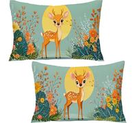 Générique Lot de 2 Housse de Coussin Rectangulaire Animaux, 40x70cm 100% Coton Velours Décoratif Taie d'oreiller, Bleu Taie d'oreiller Super Doux Decoration Maison Salon Chambre pour CanapéYF-1457