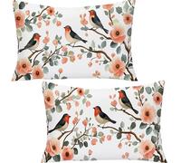 Générique Lot de 2 Housse de Coussin Rectangulaire Blanc, 40x80cm 100% Coton Velours Décoratif Taie d'oreiller, Fleur Taie d'oreiller Super Doux Decoration Maison Salon Chambre pour CanapéYF-1897